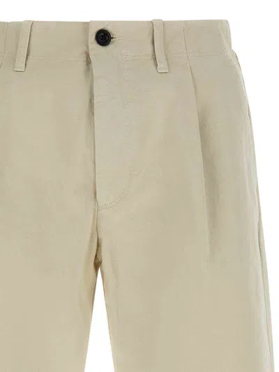 Incotex Pleated Front Cotton Trousers With Belt Loops In Neutral