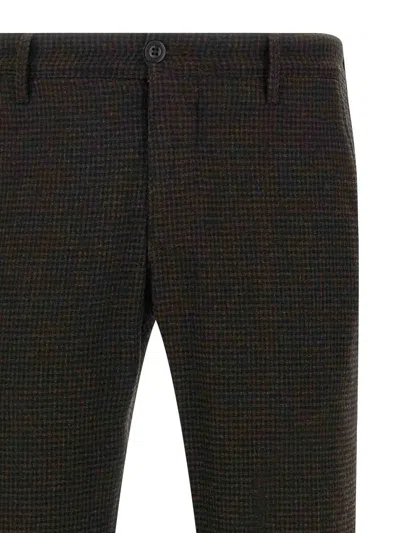 Incotex Vichy Patterned Wool Pants In Black