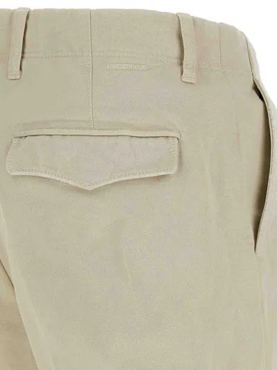 Incotex Pleated Front Cotton Trousers With Belt Loops In Neutral