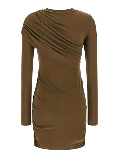 Isabel Marant Étoile Denise Long-sleeve Draped Mini Dress In Green