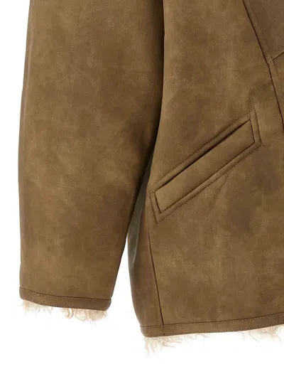 Isabel Marant Étoile Isabel Marant Etoile Women Beige Shearling Coat With High Collar And Button Closure In Leather And F In Brown