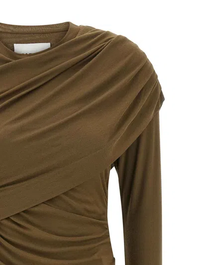 Isabel Marant Étoile Denise Long-sleeve Draped Mini Dress In Green