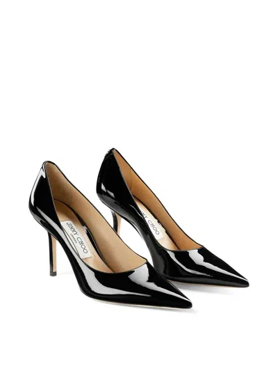 Jimmy Choo Patent Leather Decollete With Jc Logo In Black