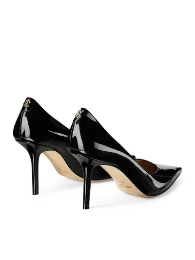 Jimmy Choo Patent Leather Decollete With Jc Logo In Black
