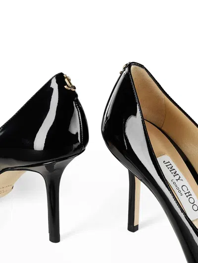 Jimmy Choo Patent Leather Decollete With Jc Logo In Black