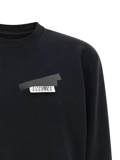 Mm6 Maison Margiela Mm6 By Maison Margiela Wool Taped Label Crewneck Sweater In Black