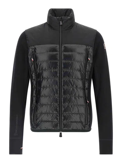 Moncler Padded Sweatshirt With High Collar And Long Sleeves In Black