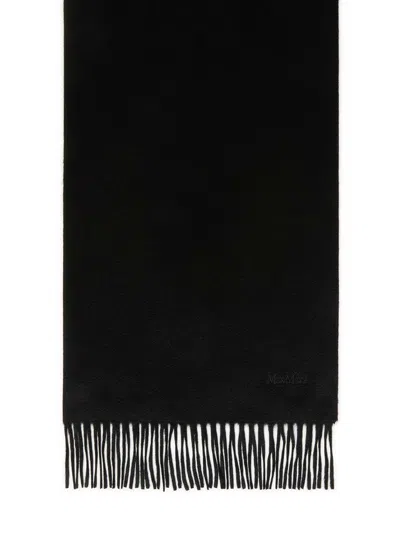 Max Mara Cashmere Stole With Logo In Black