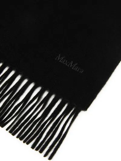 Max Mara Cashmere Stole With Logo In Black