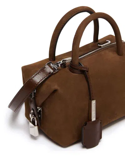 Max Mara Small Holdallssuede Top Handle In Nubuck Leather In Brown