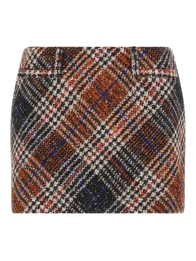 Missoni Wool Check Mini Skirt In Multi