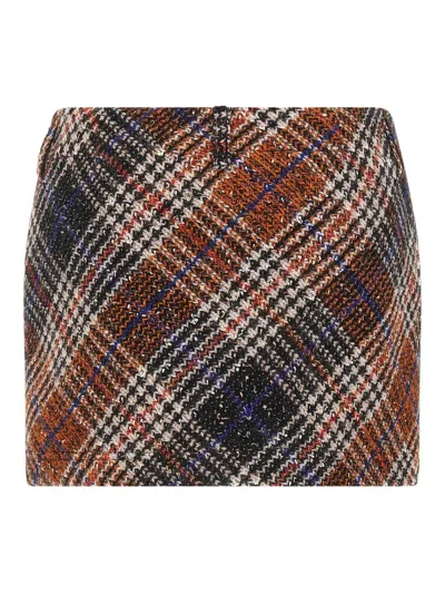 Missoni Wool Check Mini Skirt In Multi