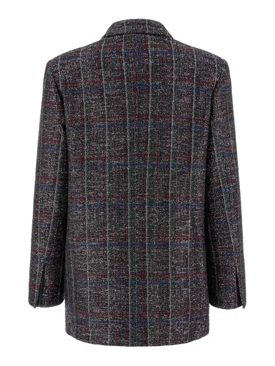 Missoni Double-breasted Checked Blazer Featuring Sequins In Gray