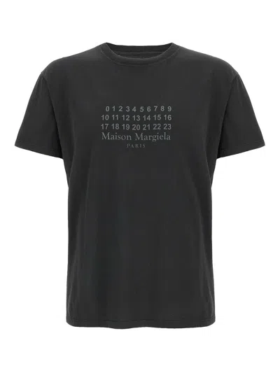 Maison Margiela Numeric Signature Mm6 T-shirt Black In Black