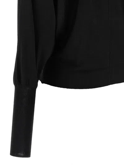 Nude Wool Sweater With Bat Sleeves In Black