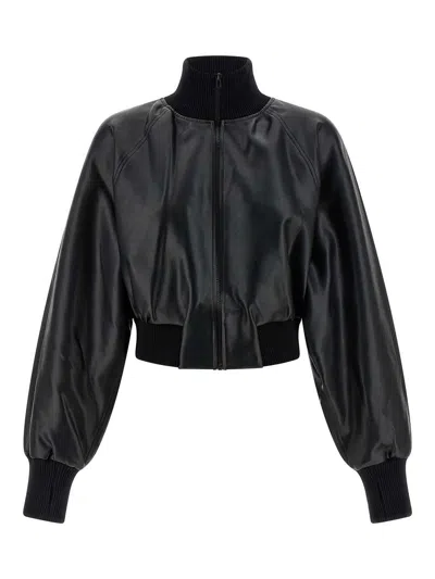 Norma Kamali High Neck Bomber Jacket Puffer Jackets Black In Black