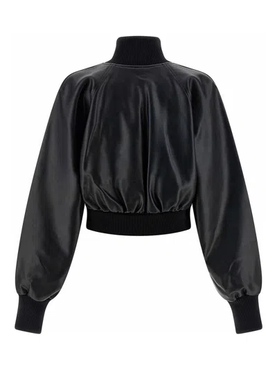 Norma Kamali High Neck Bomber Jacket Puffer Jackets Black In Black