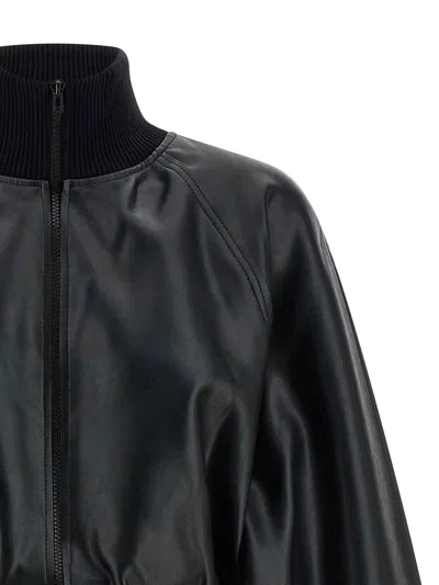 Norma Kamali High Neck Bomber Jacket Puffer Jackets Black In Black