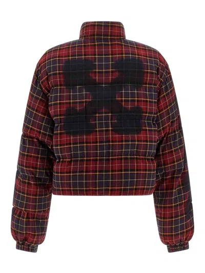 Off-white 'check Flan Arrow Spray' Down Jacket In Multi