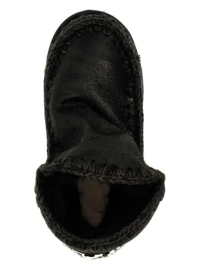 Mou Eskimo 18 Rhinestone Logo Ankle Boots In Black