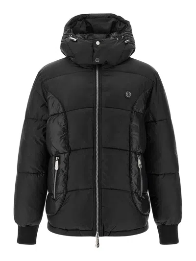 Philipp Plein Logo Patch Down Jacket In Black