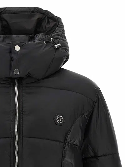 Philipp Plein Logo Patch Down Jacket In Black