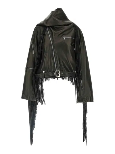 Rick Owens Cropped Scarf Flight Jacket In Black