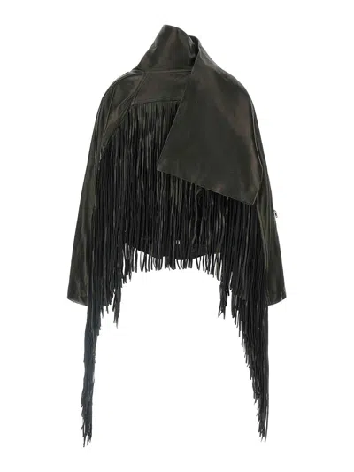 Rick Owens Cropped Scarf Flight Jacket In Black