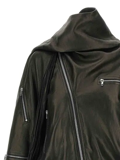 Rick Owens Cropped Scarf Flight Jacket In Black