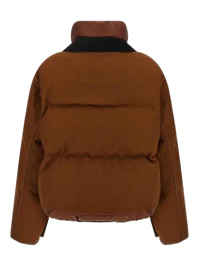 Sacai X Carhartt Wip Washed Duck Down Puffer Jacket In Brown