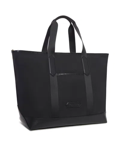 Tom Ford Nylon And Leather Tote Bag In Black