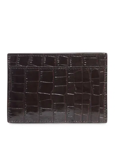 Tom Ford Leather Card Holder In Brown