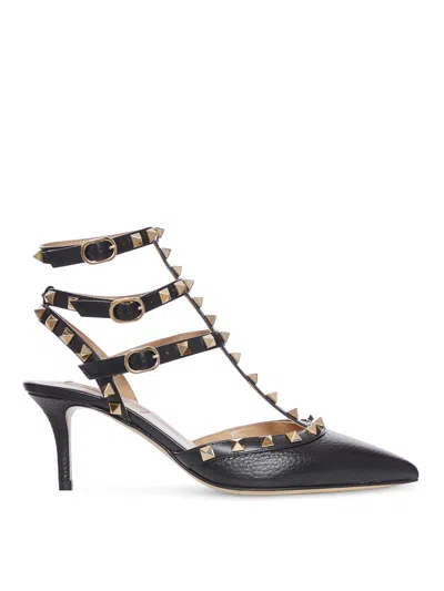 Valentino Garavani Pointed Toe Studded Embellishments Pumps In Black