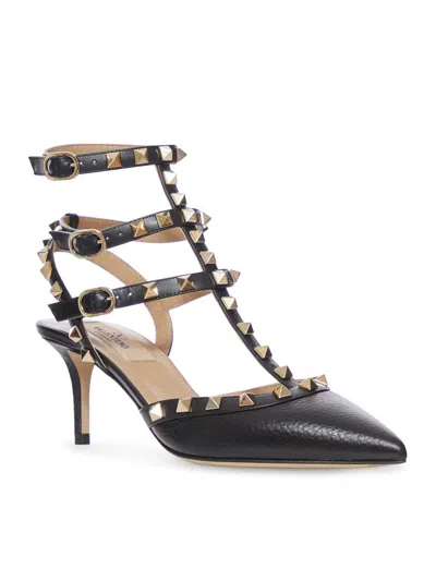Valentino Garavani Pointed Toe Studded Embellishments Pumps In Black