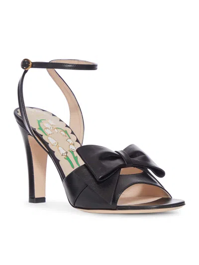 Valentino Bowow Leather Sandal In Animal Print