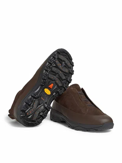 Zegna Baskets Triple Stitch Monte En Veau Velours Marron In Brown