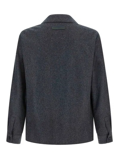 Zegna Wool Jacket Featuring Long Sleeves And Pockets In Gray