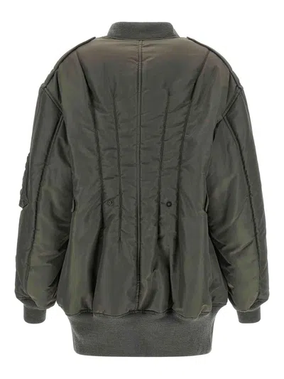 Junya Watanabe Lightweight Nylon Jacket With High Collar And Streamlined Silhouette In Green