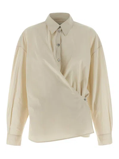 Lemaire Straight Collar Twisted Shirt In Neutral