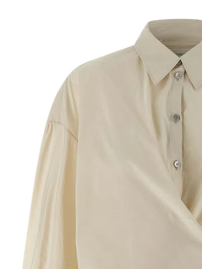 Lemaire Straight Collar Twisted Shirt In Neutral
