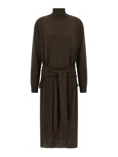 Lemaire Trompe L'oeil Dress In Brown