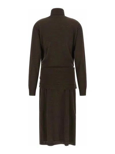 Lemaire Trompe L'oeil Dress In Brown