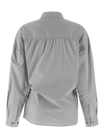 Lemaire Straight Collar Twisted Shirt In Blue