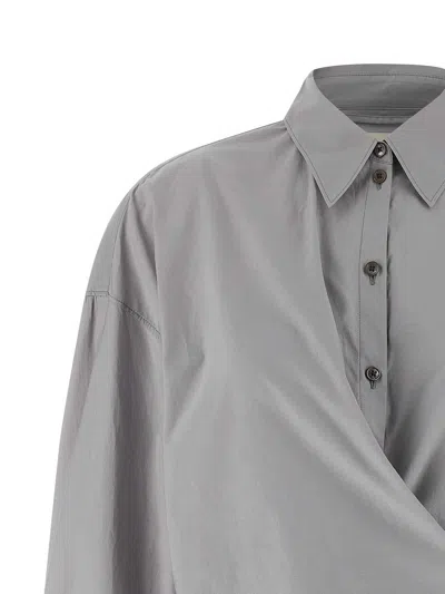 Lemaire Straight Collar Twisted Shirt In Blue