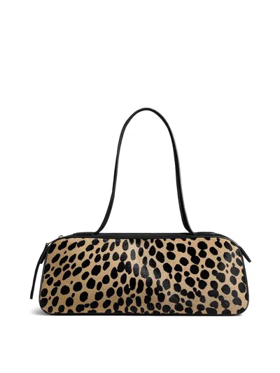 Khaite Simona Leather-trimmed Leopard-print Calf Hair Shoulder Bag In Nude