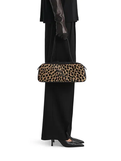 Khaite Simona Leather-trimmed Leopard-print Calf Hair Shoulder Bag In Nude