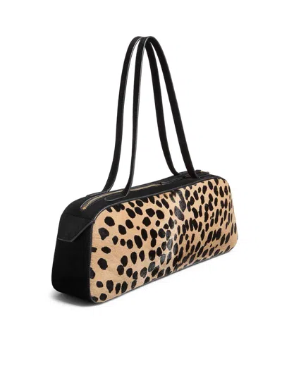 Khaite Simona Leather-trimmed Leopard-print Calf Hair Shoulder Bag In Nude