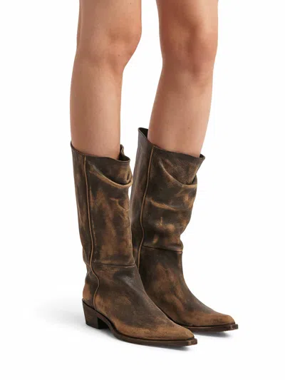 Khaite Clive 25 Leather Boots In Multi