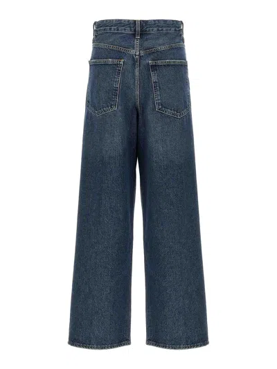 Agolde Vana Draped Low-rise Wide-leg Jeans In Blue