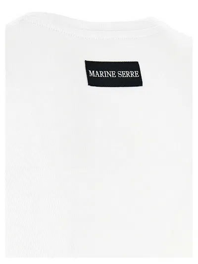 Marine Serre Fitted Short-sleeve Organic Cotton T-shirt With Embroidered Detail In White